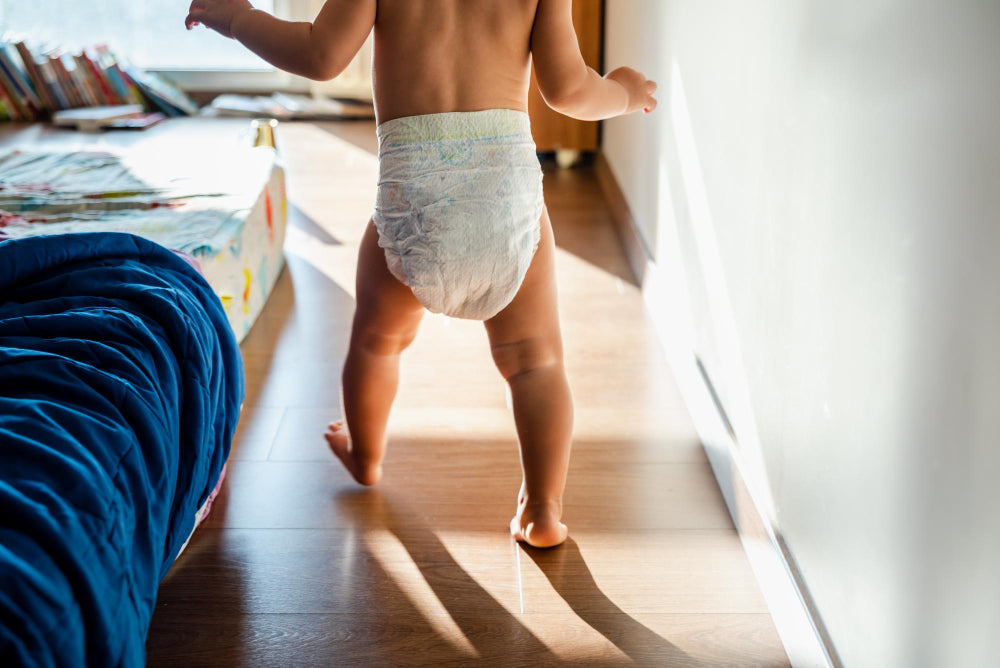 Kid walking in potty training undies