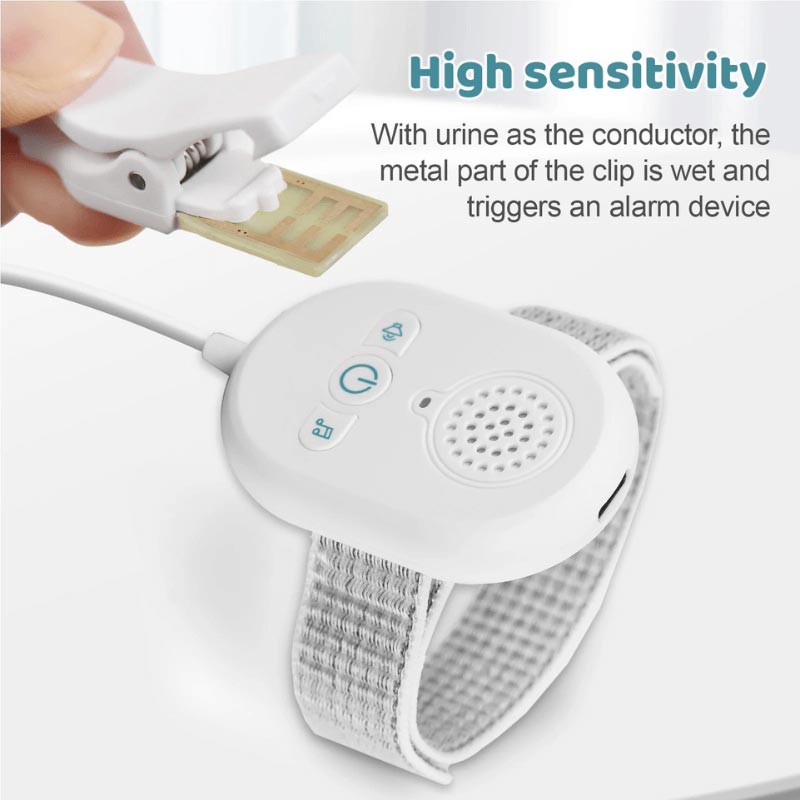 Infographic showcasing high sensitivity of a DreamDry Alarm which alerts parents when a child's bed is wet. 