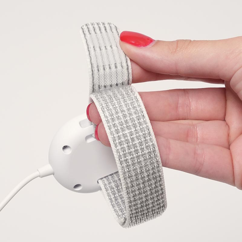 Velcro hand strap featured on the Loondie DreamDry Alarm.