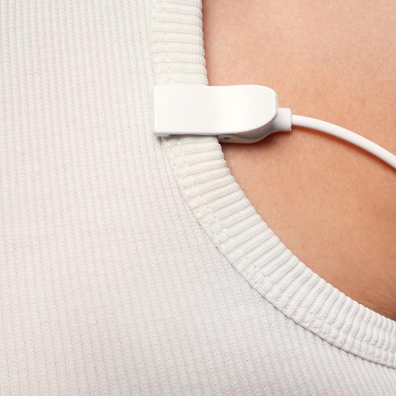 Moisture sensor of the DreamDry Alarm attached onto child's potty undies.