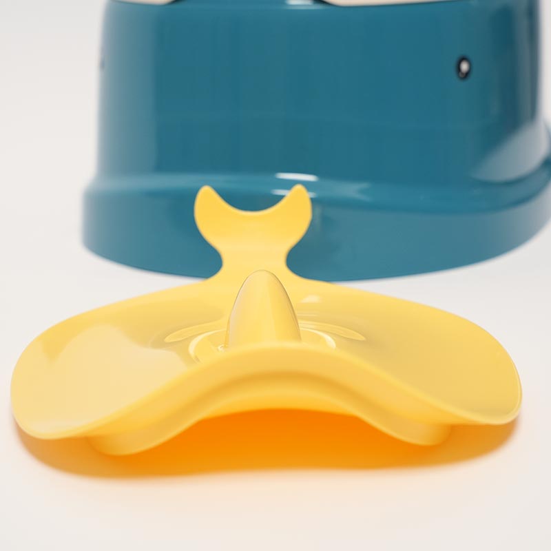 Close up on the whale-shaped lid of the Easy Clean Potty.