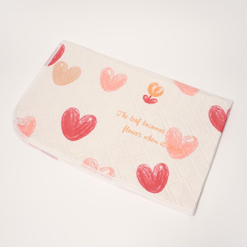 Loondie Waterproof Dream Mat with Red Hearts pattern. 